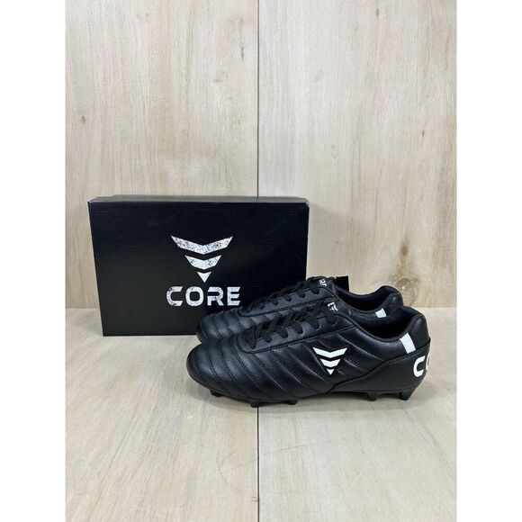 NEW Core SR Pitch Vision Black Leather Football Cleats Men's 10.5 - Picture 1 of 9